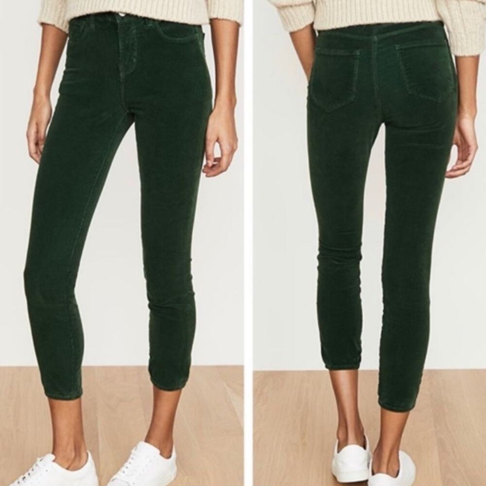 L’Agence Margot Skinny High Rise Moss Green Soft Cotton Velvet 29